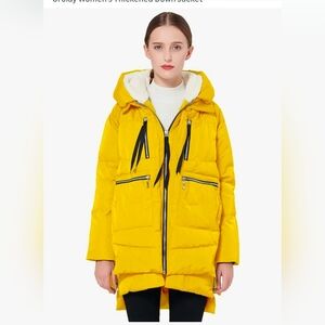 Orolay Women's Yellow Hooded Down Jacket 5X NWOT